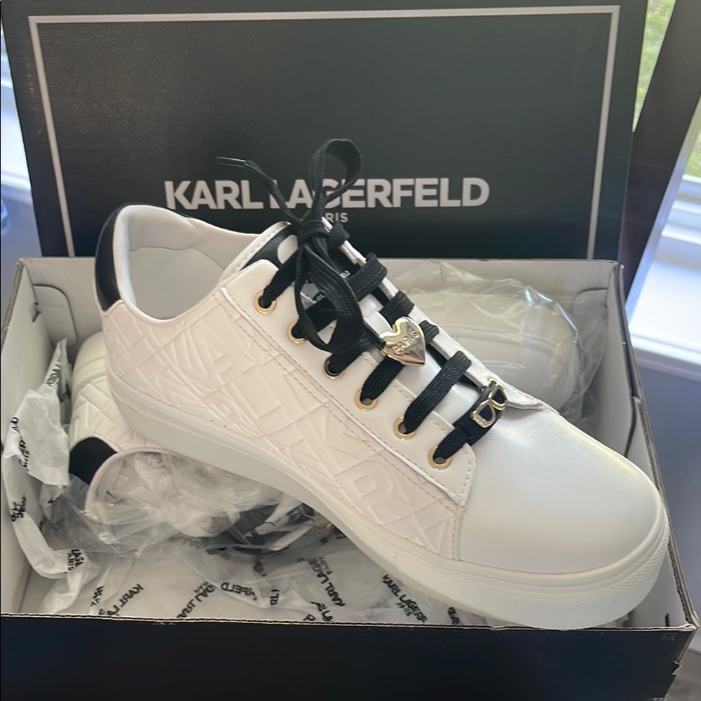 Karl Lagerfeld White Sneakers with Black Accents